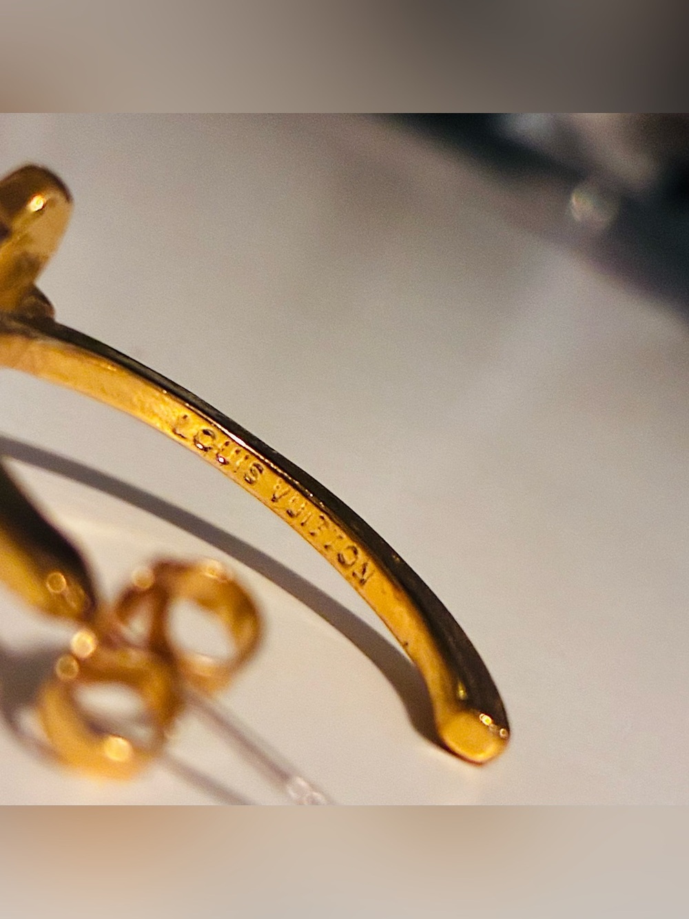 Gold Crystal LV 
 Logo Hoop Earrings - Picture 3 of 3